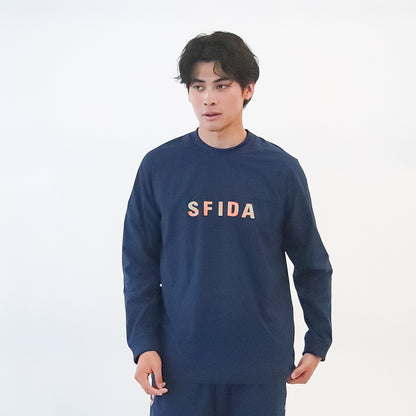 裏メッシュストレッチウインドクルートップ