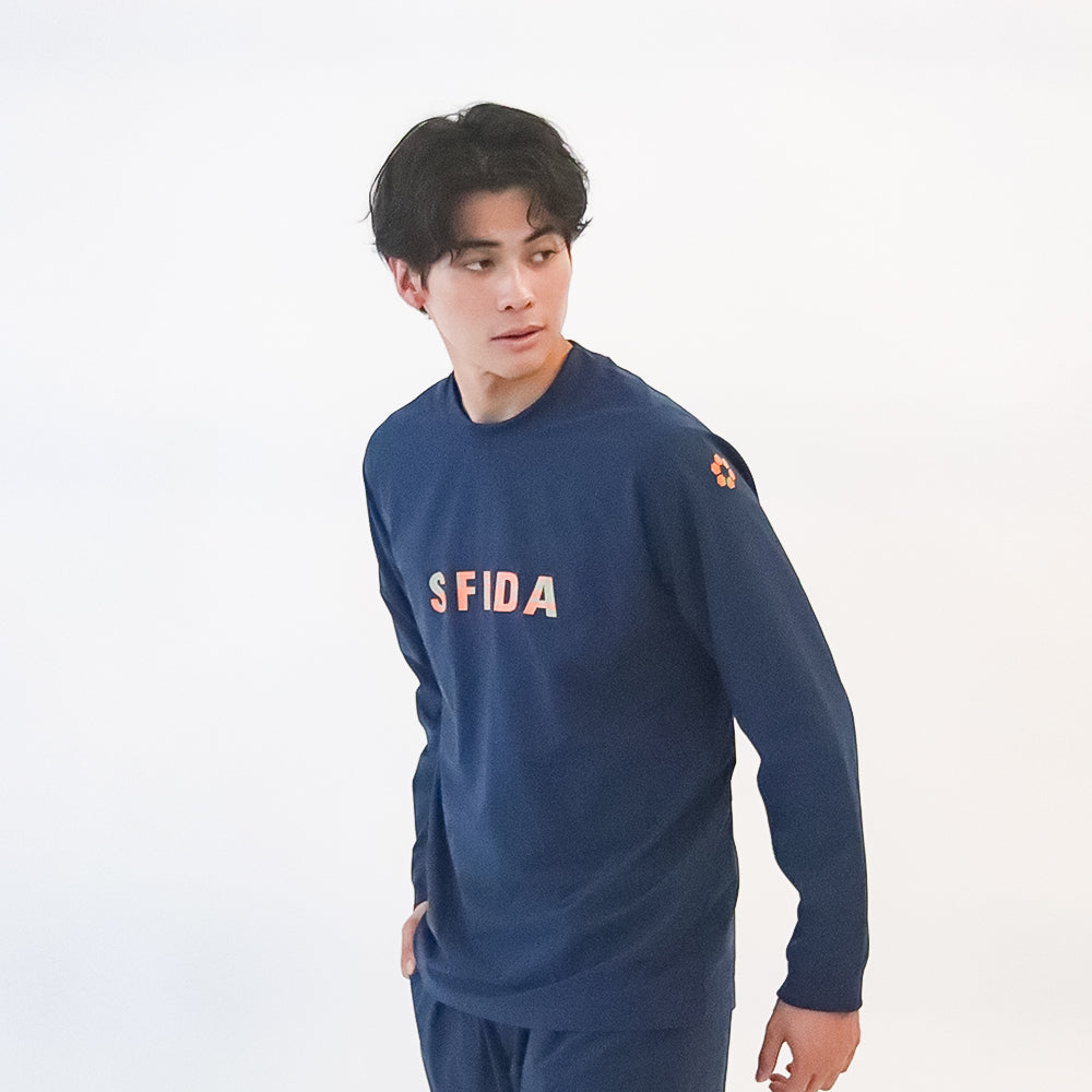 裏メッシュストレッチウインドクルートップ