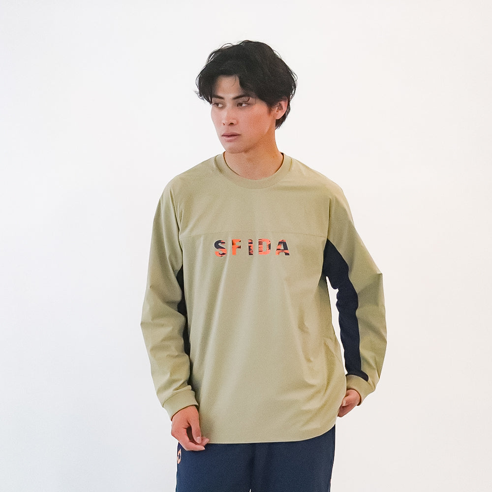 裏メッシュストレッチウインドクルートップ