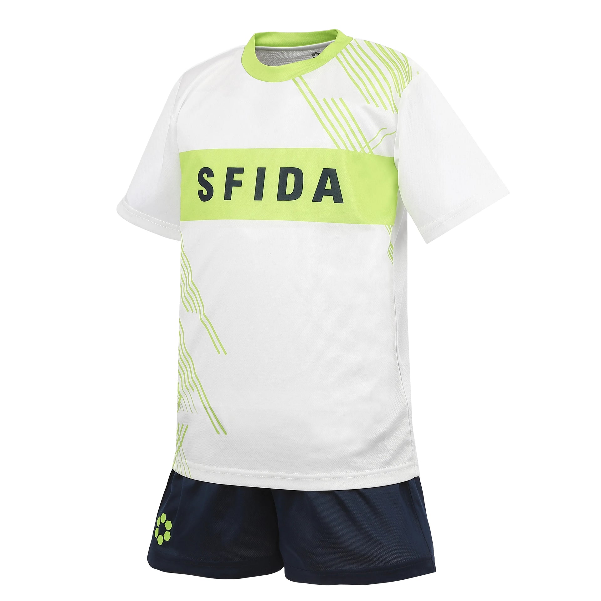 【美品】SFIDAセットサッカースパイク 27.5cm白　ソックス練習着Tシャツ セットアップ】[キッズ/ジュニア]SFIDA Jr.プラクティスTシャツ